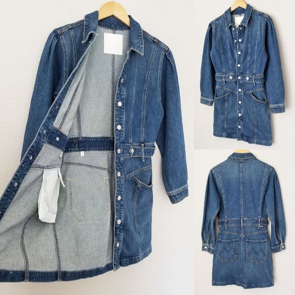 Mother Superior Women's S The Batwing Cinch Waist Mini Denim Dress Beer Me $525 - Picture 15 of 16